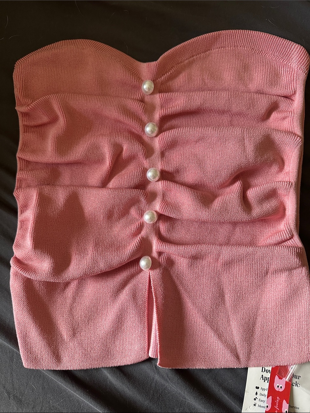 Cider Pink Strapless Bustier Top with Pearl Button